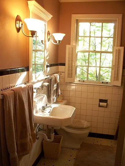 Original Classic Downstairs - (Full Bath). Window looks out over private , lower patio.