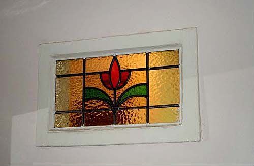 Antique Stained Glass Window, Guest Bath