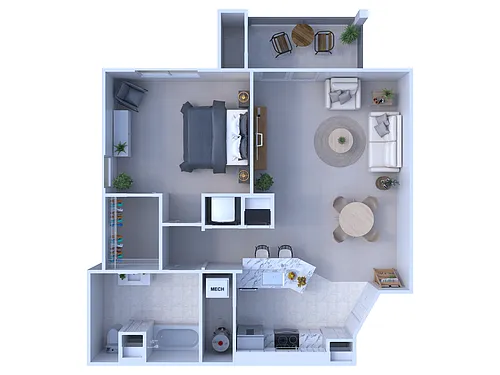 Floor plan 1 Bed/1 Bath Balcony - 860