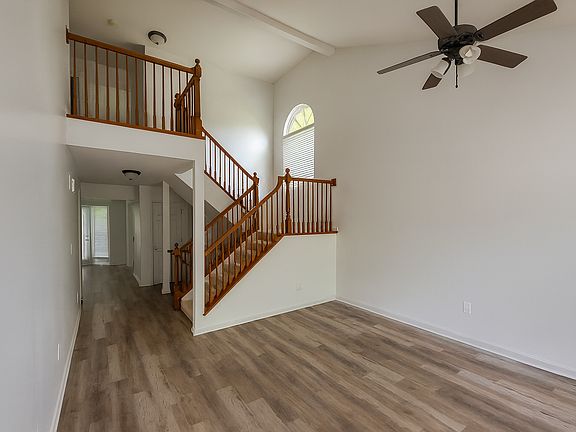 Living room with vaulted ceiling