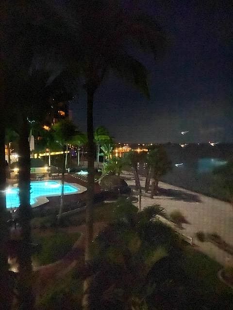 looking out lanai at night