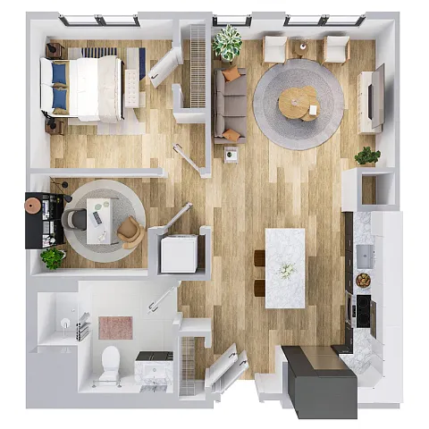 Floor plan 1 BEDROOM WITH DEN