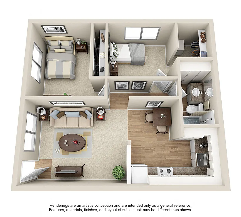 Floor plan 2 Bed 1 Bath