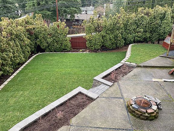 Large, terraced backyard