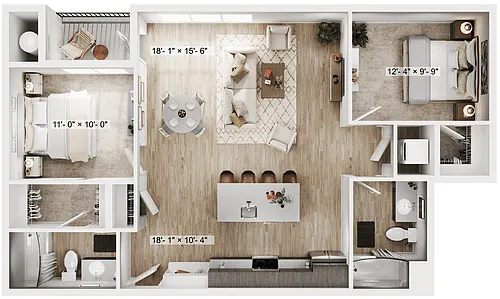 Floor plan 2BR/2BA - B6