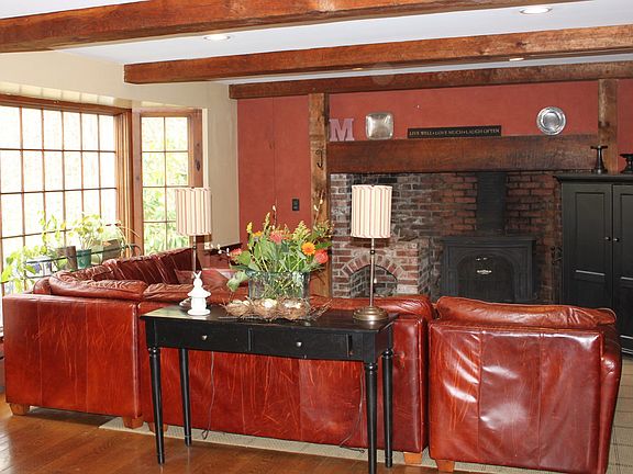 Family room with Vermont Casting wood stove