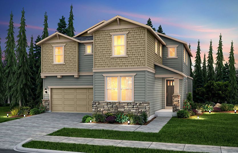 The Lynwood, a two-story single family home shown in Home Exterior B.