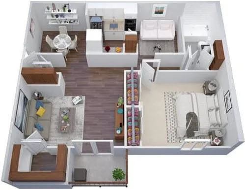 Floor plan 1BD, 1BA