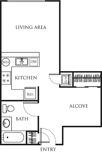 Floor plan Studio with Alcove 442