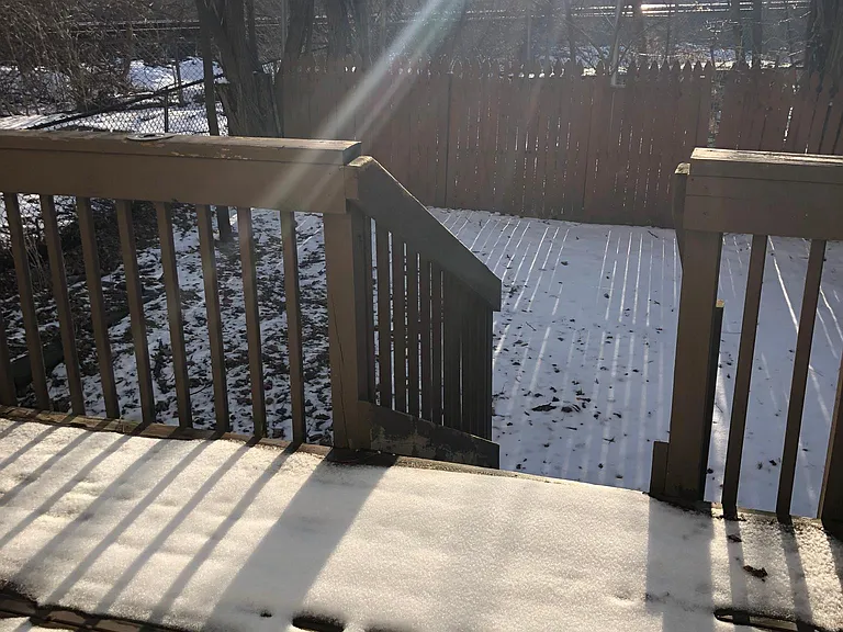 Private deck and fenced in yard