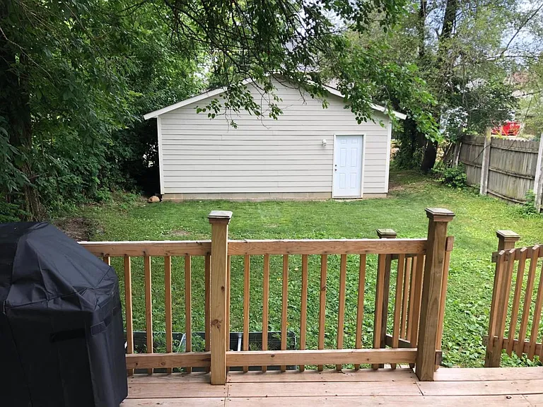 backyard + 2-car garage