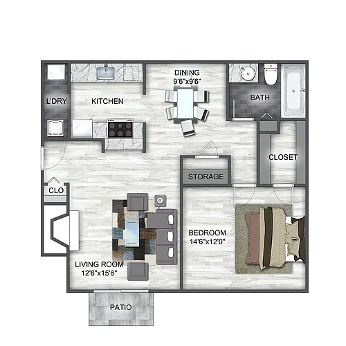 Floor plan A4 1 Bedroom