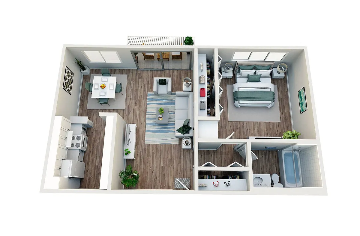 Floor plan 1 Bedroom, 1 Bath