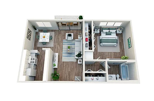 Floor plan 1 Bedroom, 1 Bath