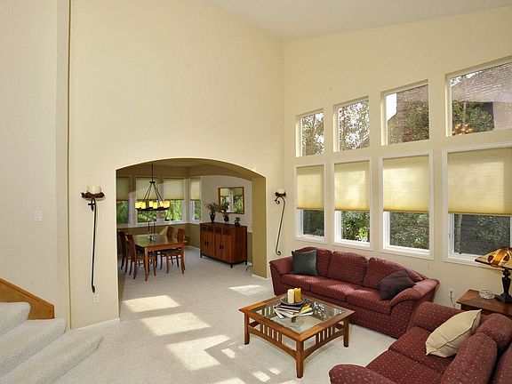 Two story living room