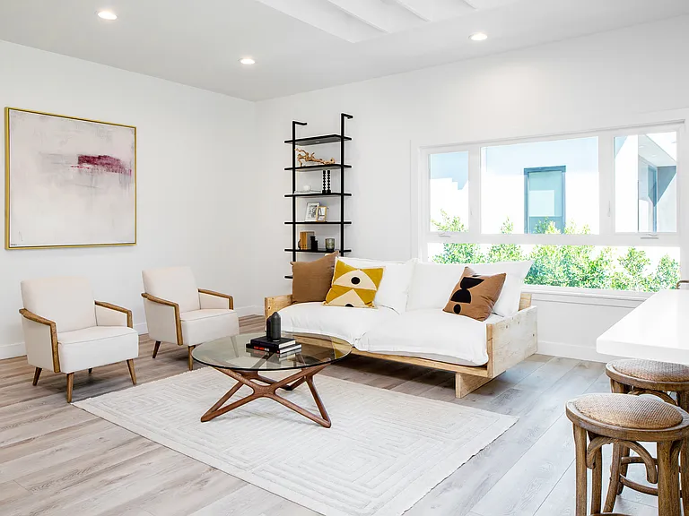 Large living room looking towards greenery