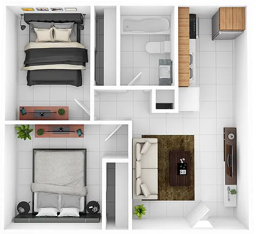 Floor plan 2 Bedroom 1 Bath