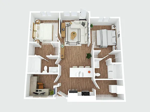 Floor plan 2 Bed + 2 Bath + Den