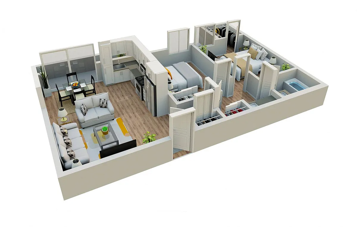 Floor plan 2 Bedroom 1 Bathroom