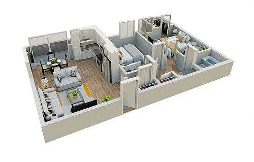 Floor plan 2 Bedroom 1 Bathroom