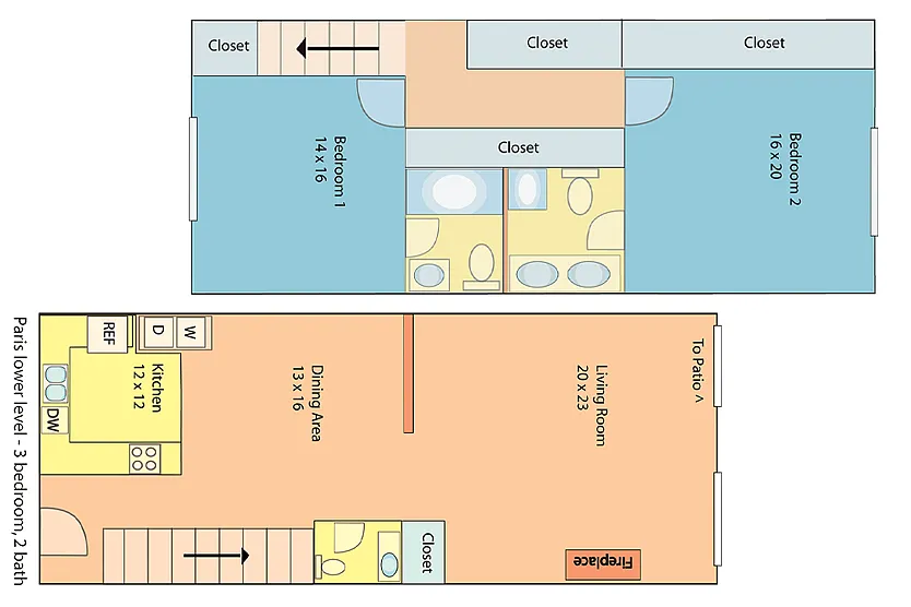Floor plan 2 bed Townhouse