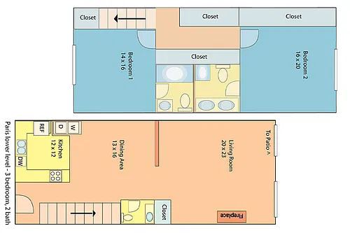Floor plan 2 bed Townhouse