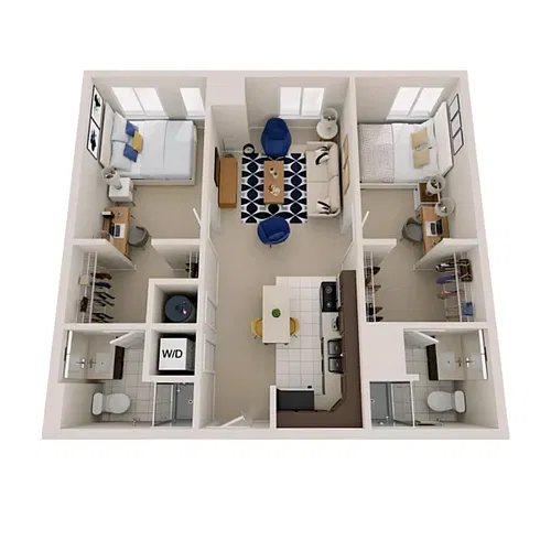 Floor plan 2BR/2BA - Premium