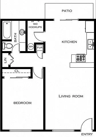 Floor plan 1 Bed 1 Bath