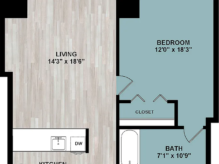 B3.1 | 1-Bedroom Floorplan B3.1 | 1-Bedroom Floorplan