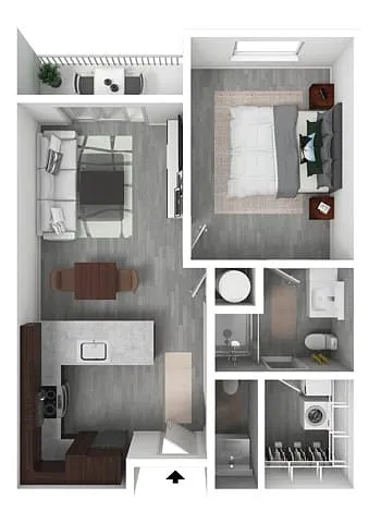 Floor plan 1 Bedroom C