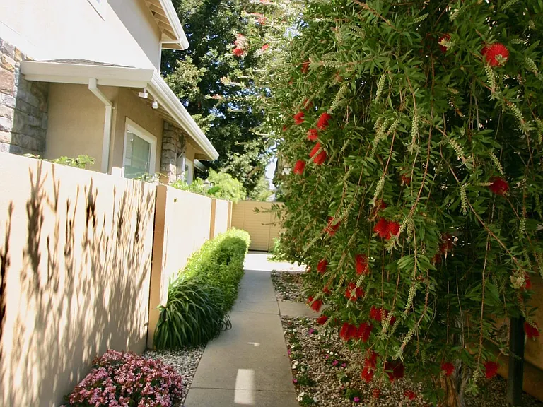 Beautiful walkway to your apartment from your garage