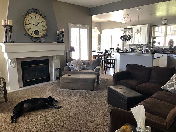 Family room view to kitchen