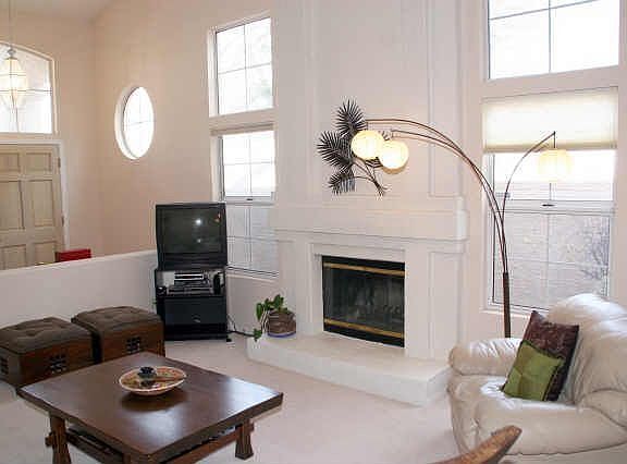 Great Room with vaulted ceilings & Fire place.