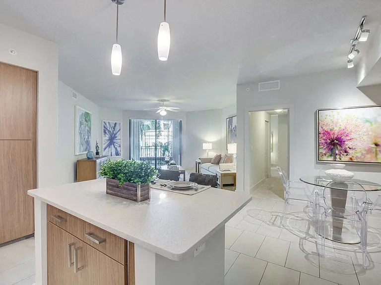 Floor-to-ceiling windows let in lots of natural light