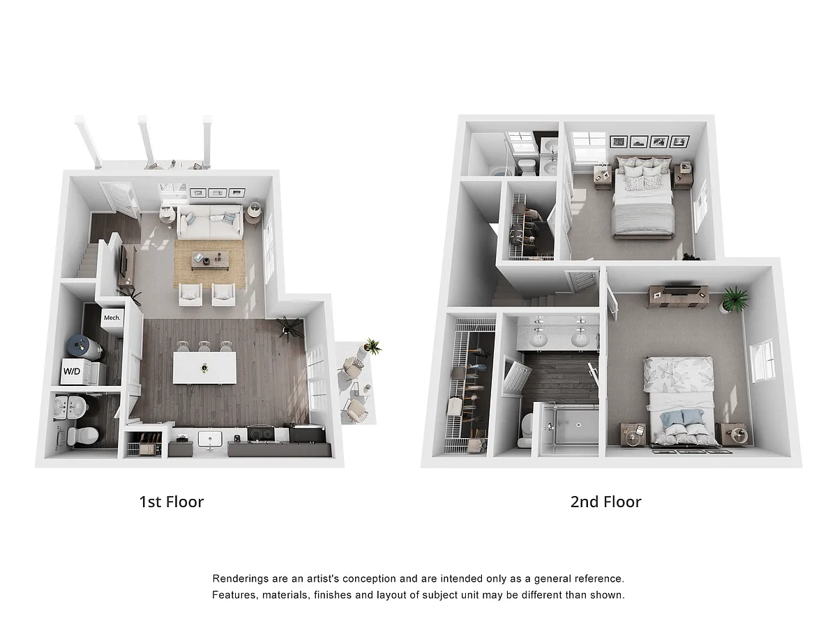 Floor plan Two Bedroom, Two and a Half Bath