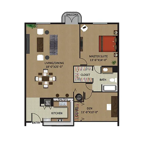 Floor plan Hibiscus 1/1 Den