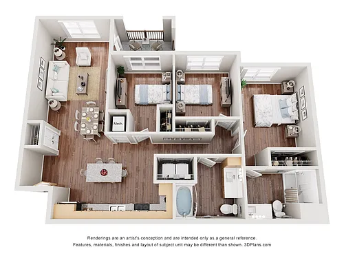 Floor plan 3BAV (Audio/Visual Accessible)