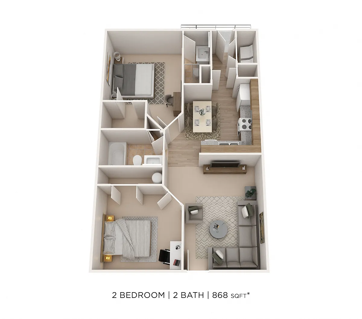 Floor plan Two Bedroom 2 Bath