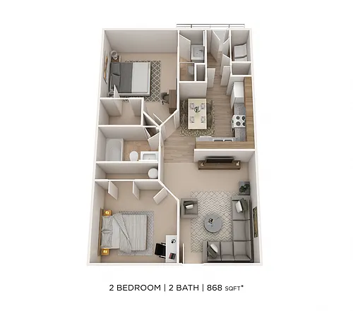 Floor plan Two Bedroom 2 Bath