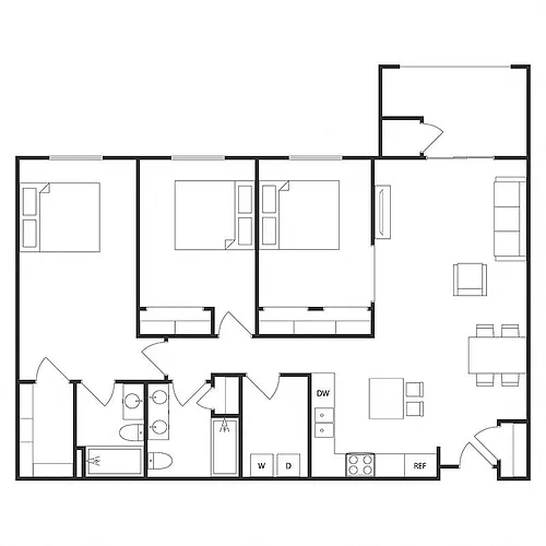 Floor plan 3 BED 2 BATH