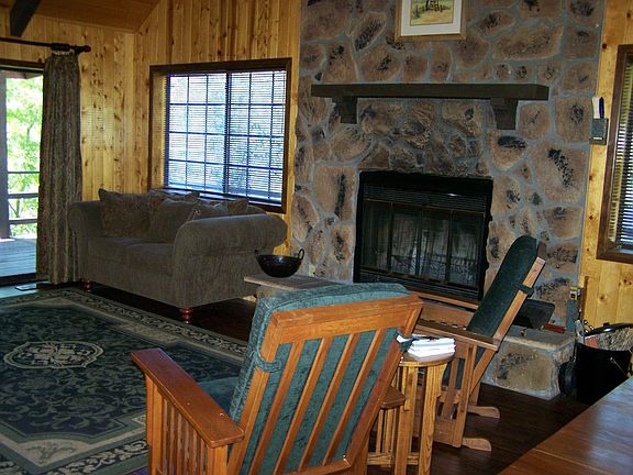 Open Living w/Rock Fireplace!