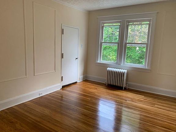 Living room with redone hardwood floors