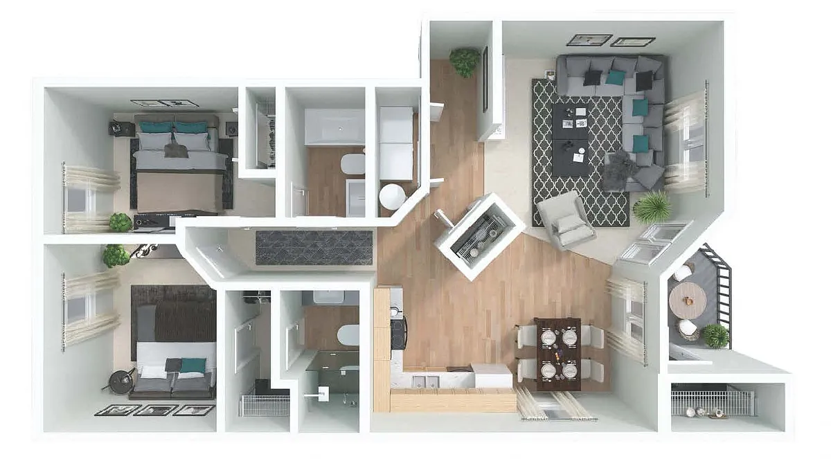 Floor plan 2x2A Renovated
