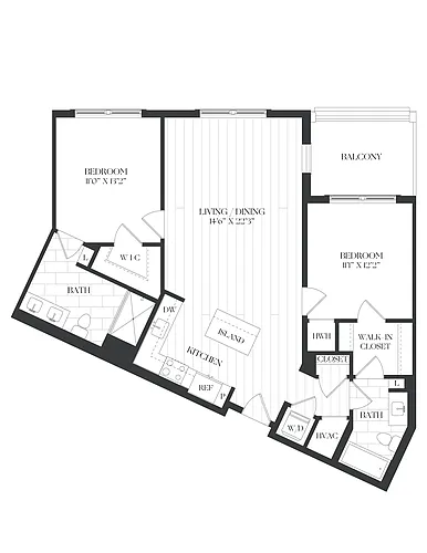 Floor plan 2 Bed/2 Bath-2B-5-The Barrett