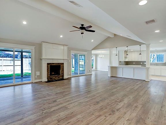 Cathedral ceilings, open concept to a beautiful kitchen