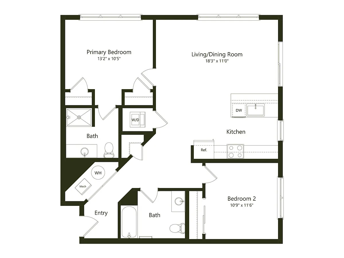 Floor plan B01 - 2X2