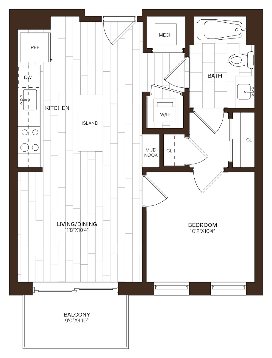 Floor plan 1 Bed/1 Bath-A2