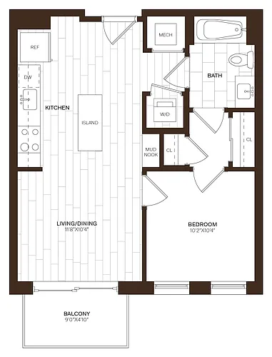 Floor plan 1 Bed/1 Bath-A2