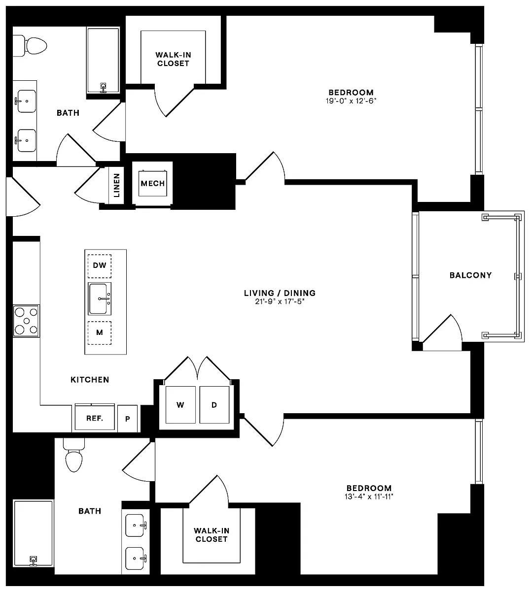 Floor plan 2 Bed/2 Bath-2LINER