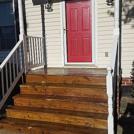 Refinished front porch steps